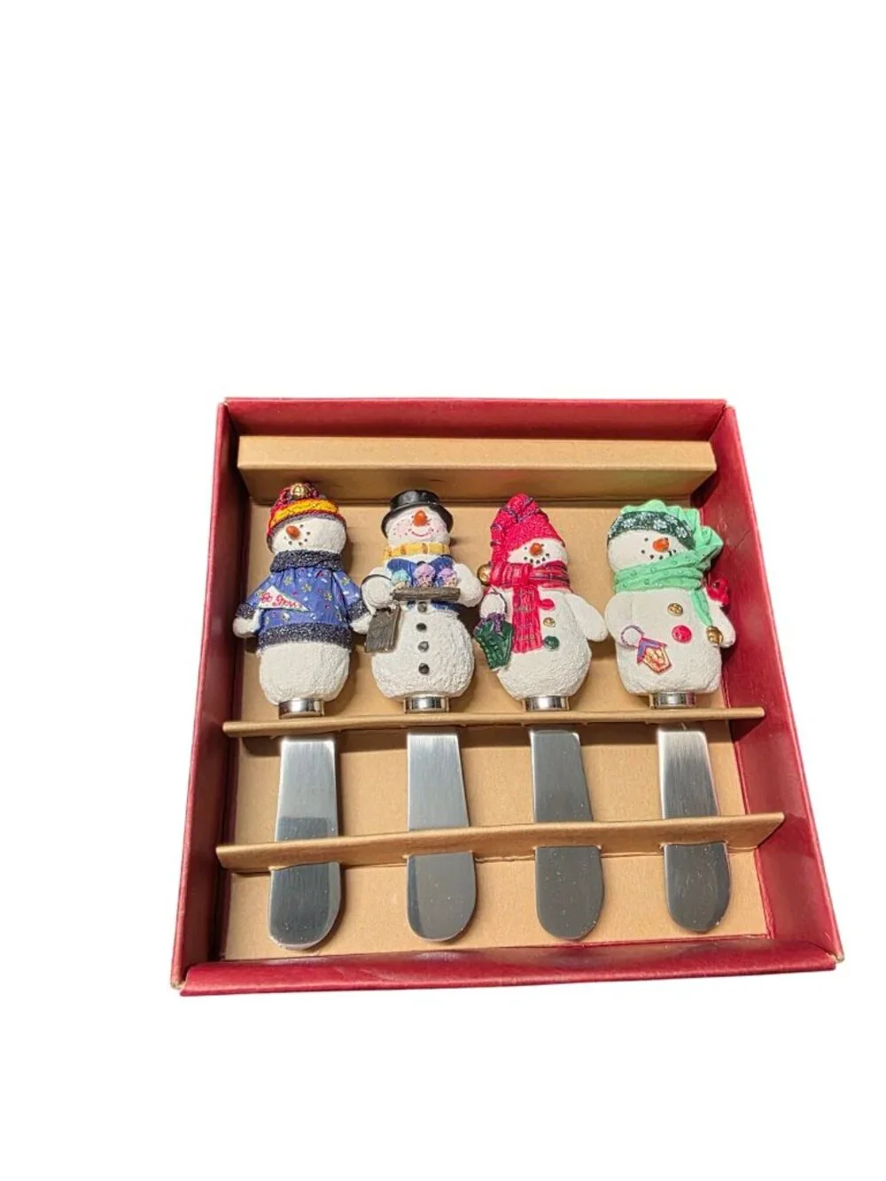 St. Nicholas Snowman Spreaders Christmas Cheese Knives